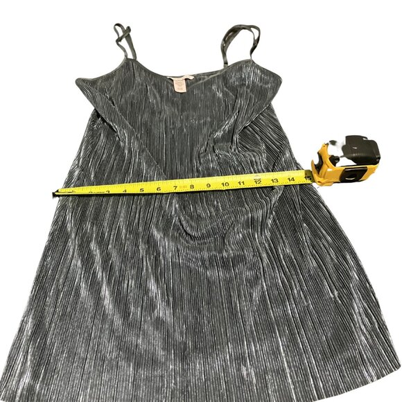 Victoria’s Secret Metallic Pleated Mini Slip Dress – Silver Gray, Size S - Picture 3 of 10